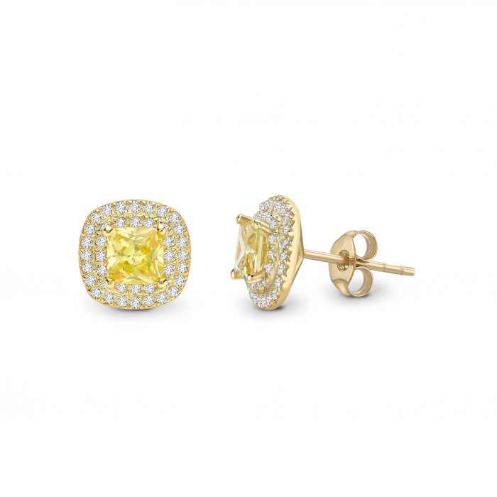 Audrey - Yellow Diamond Double-Halo Studs